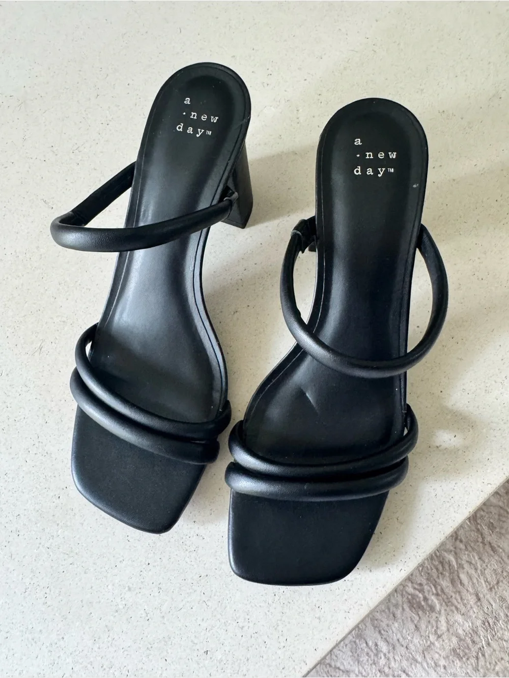 A New Day Black Strappy Heeled Sandals Size 8.5 | Minimalist 90s Style